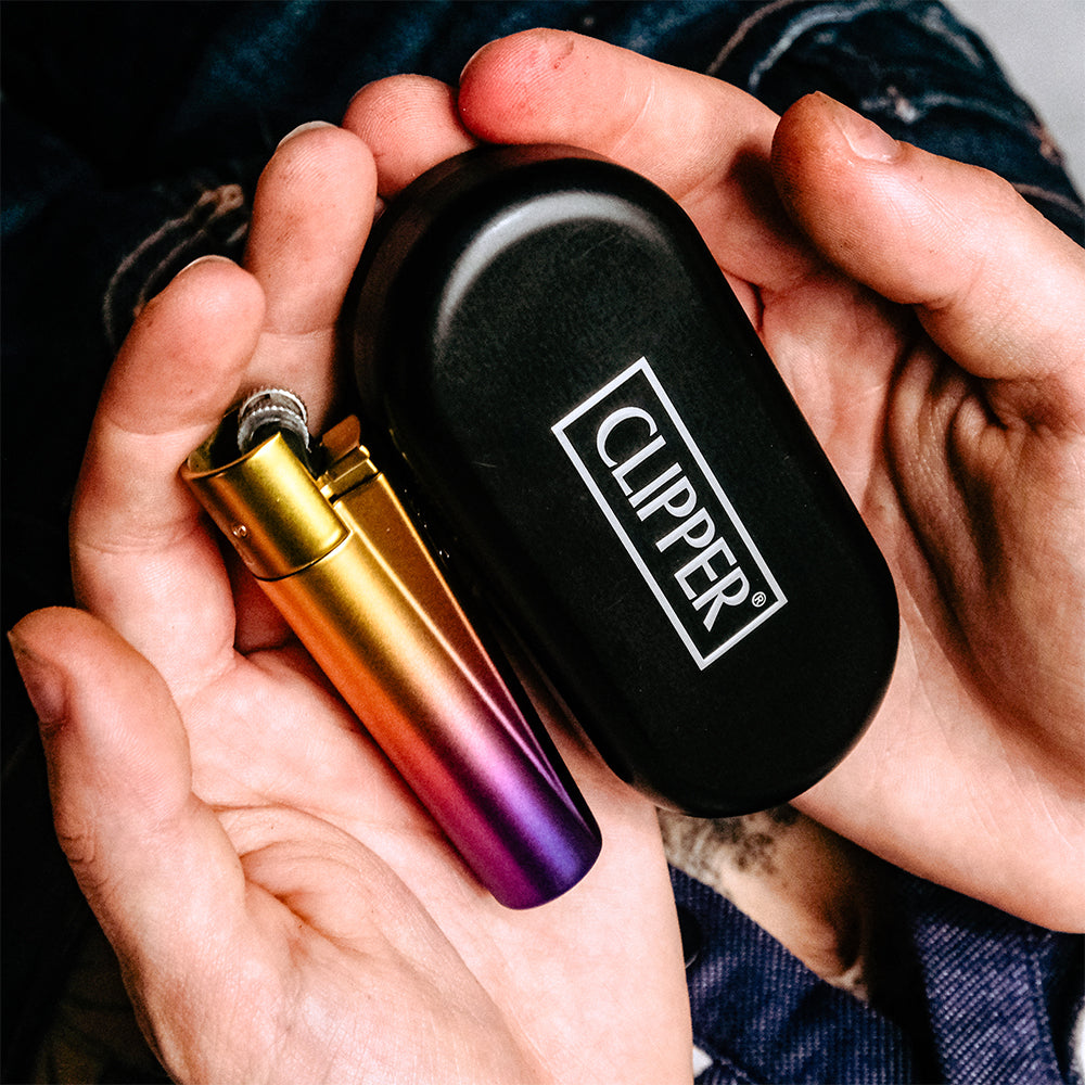 Clipper - Large Metal Refillable Lighter - Purple/Pansy