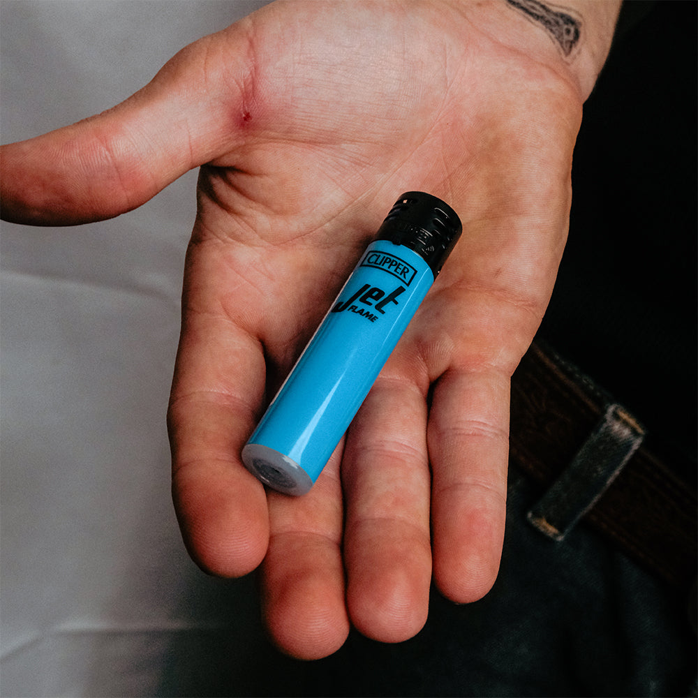 Clipper Jet Flame Lighter Large Shiny - Blue