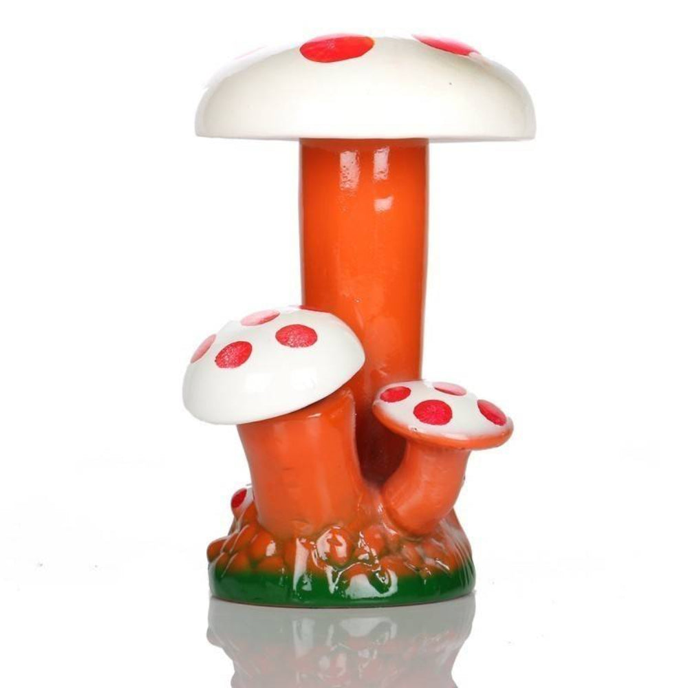 Agung - 23cm Stealth Mushie Ceramic Bong - White/Red closed