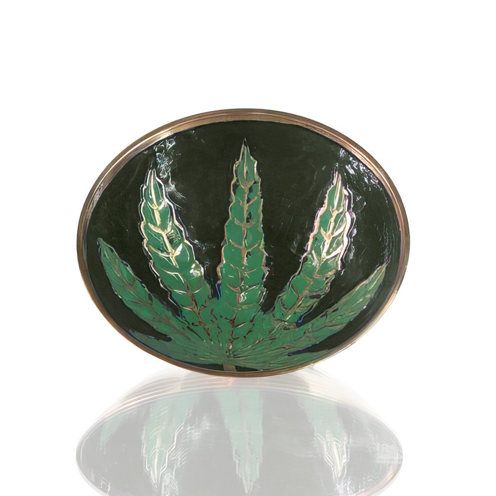 Agung - Brass Leaf Pin Tray - Green top