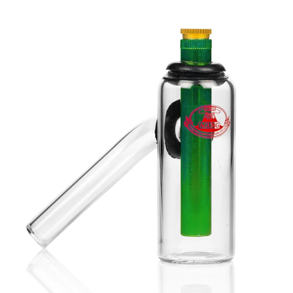 Agung - Glass Ash Catcher With Metal Stem and Cone Piece - green