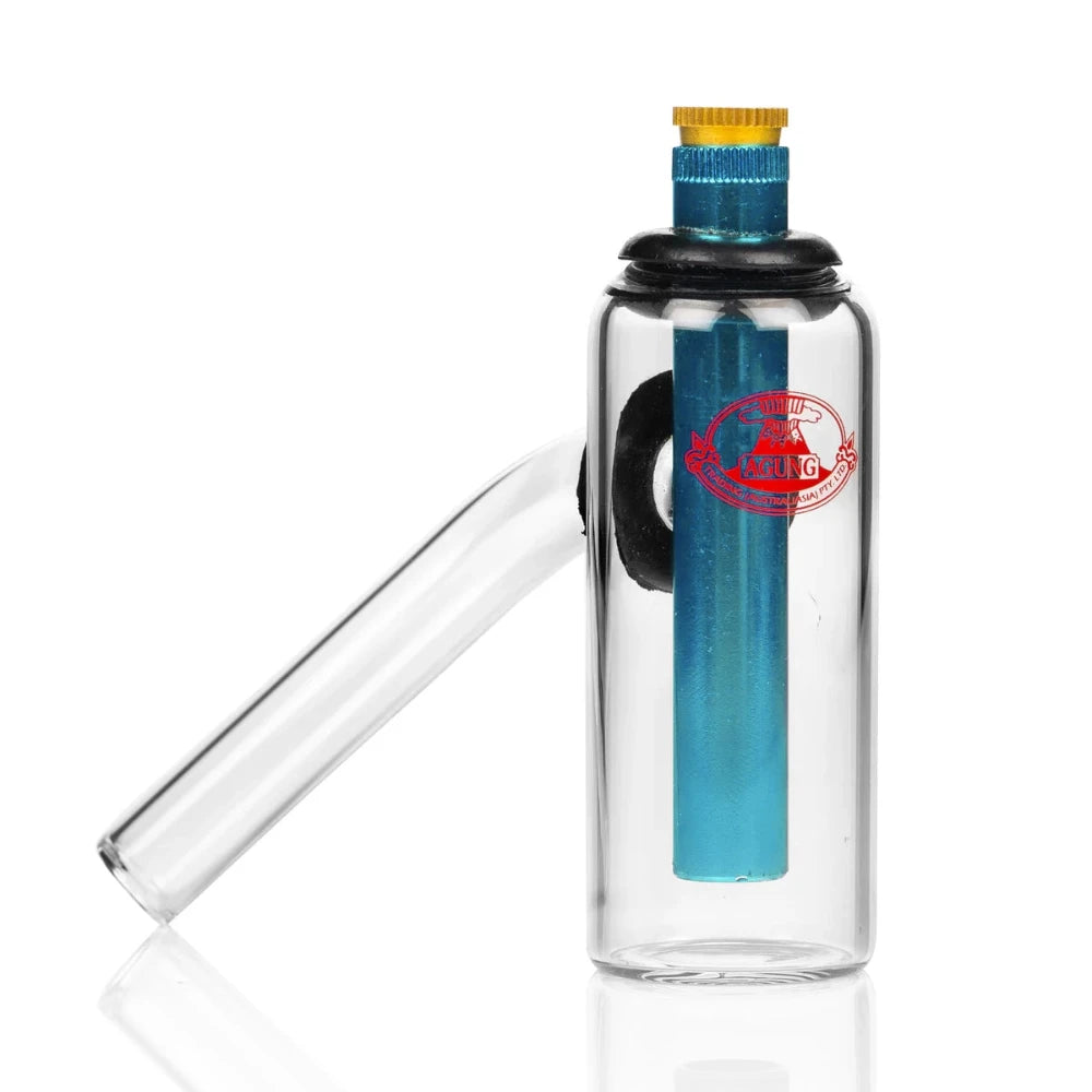 Agung - Glass Ash Catcher With Metal Stem and Cone Piece - light blue