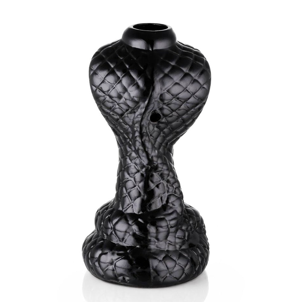 Agung Cobra Snake Bong Black Back- Ceramic Bong Metal COne PIece and Downstem