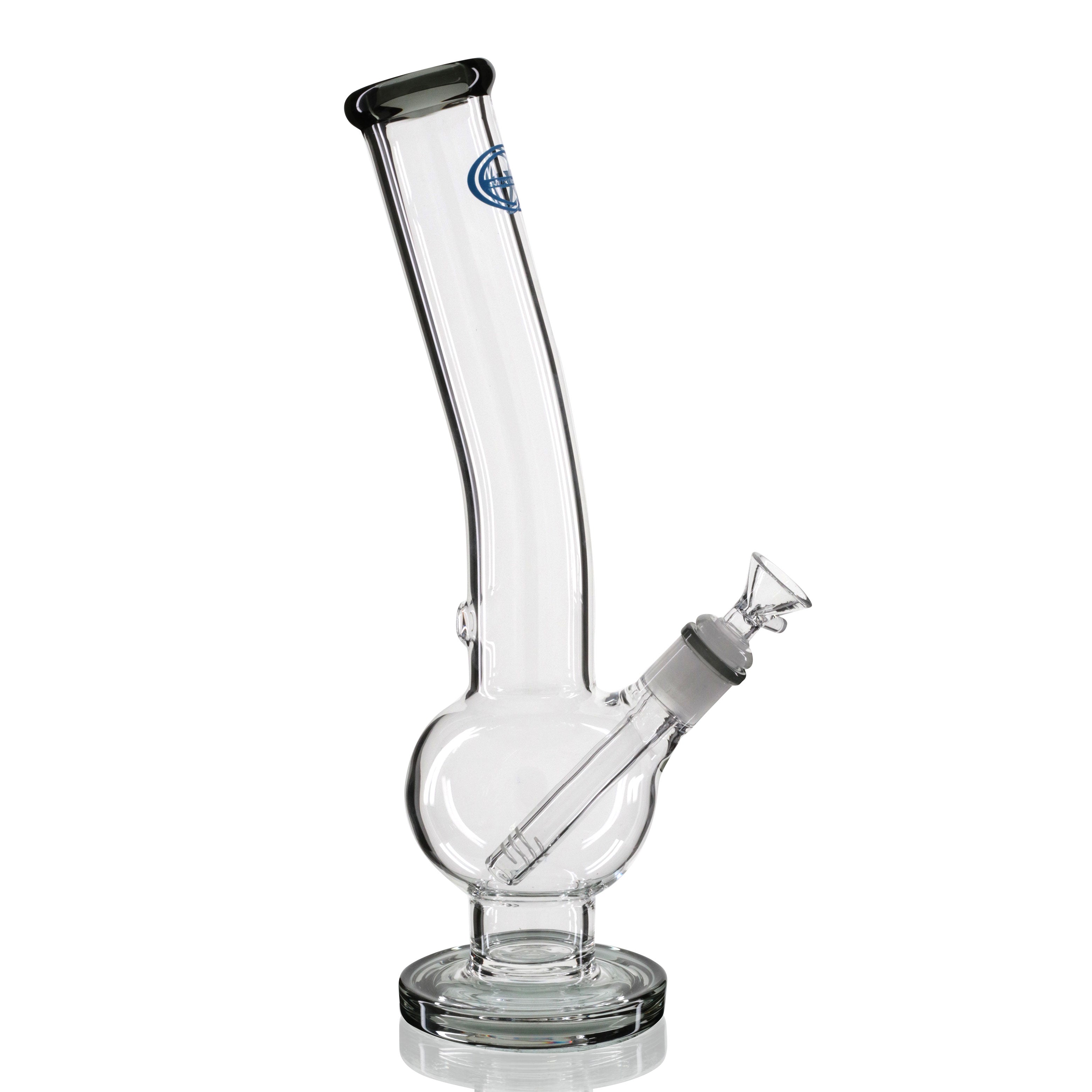 Shotties 33cm Glass Bent Bubble Bong - Clear/Smoke right