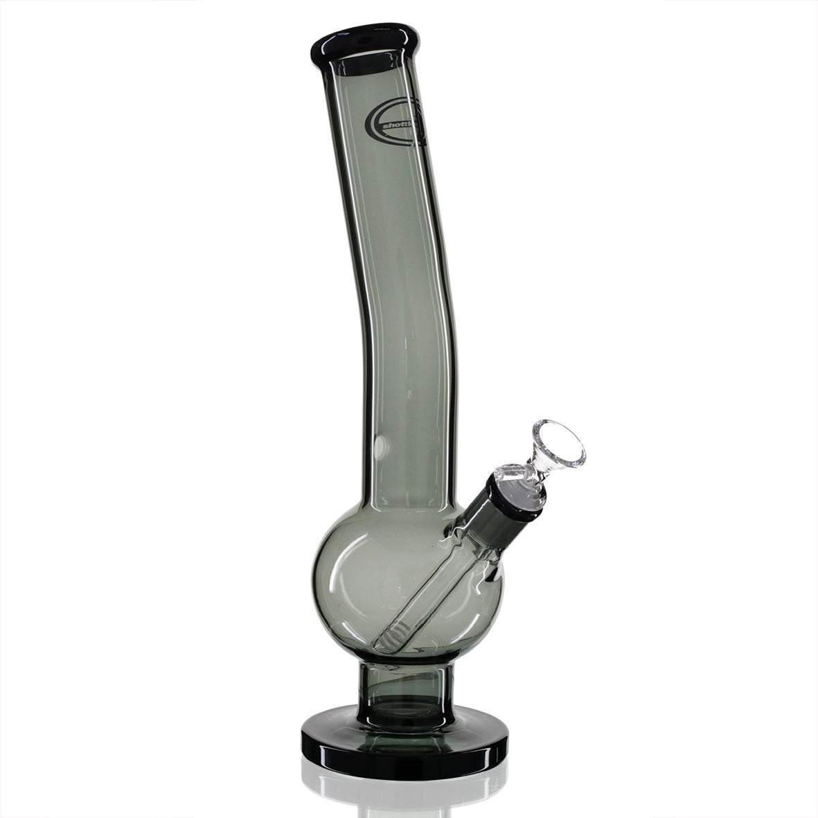 Shotties 33cm Glass Bent Bubble Bong Smoke/Black right