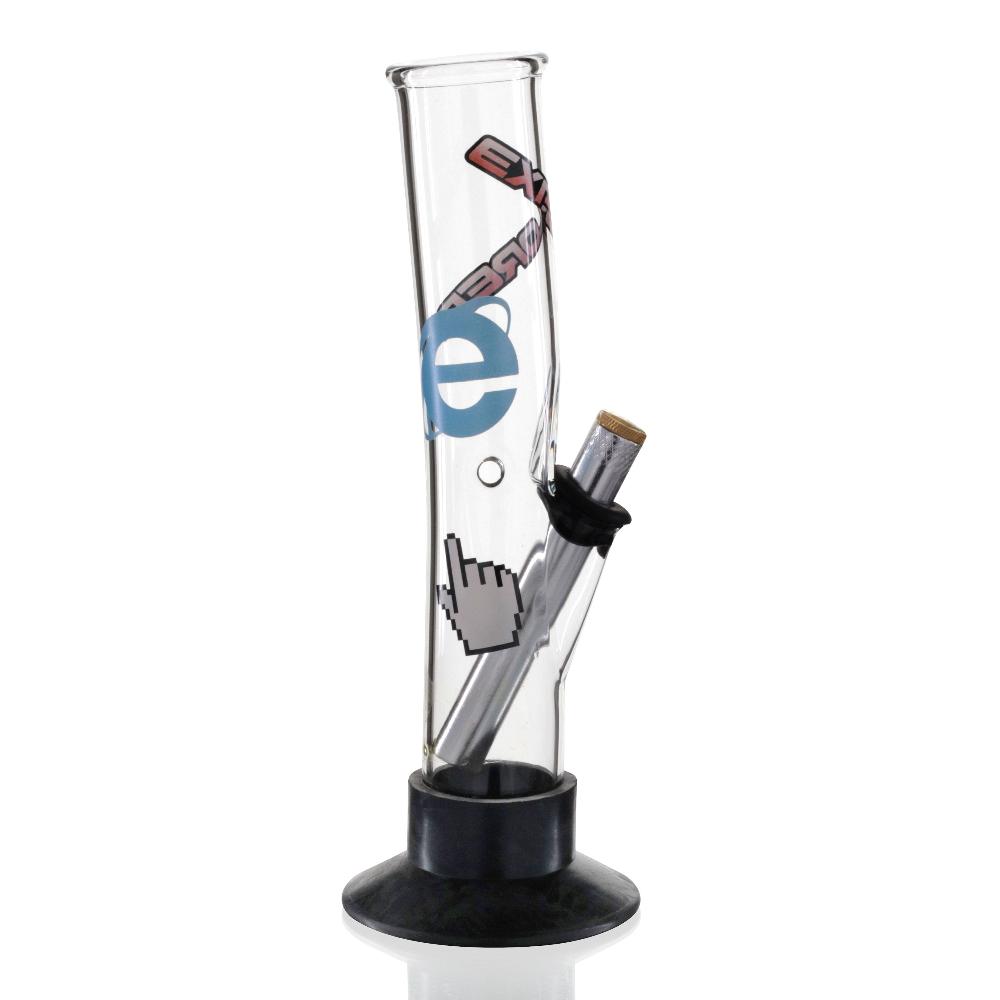 Bent Tube 24cm Glass Bong - Explorer Logos right side