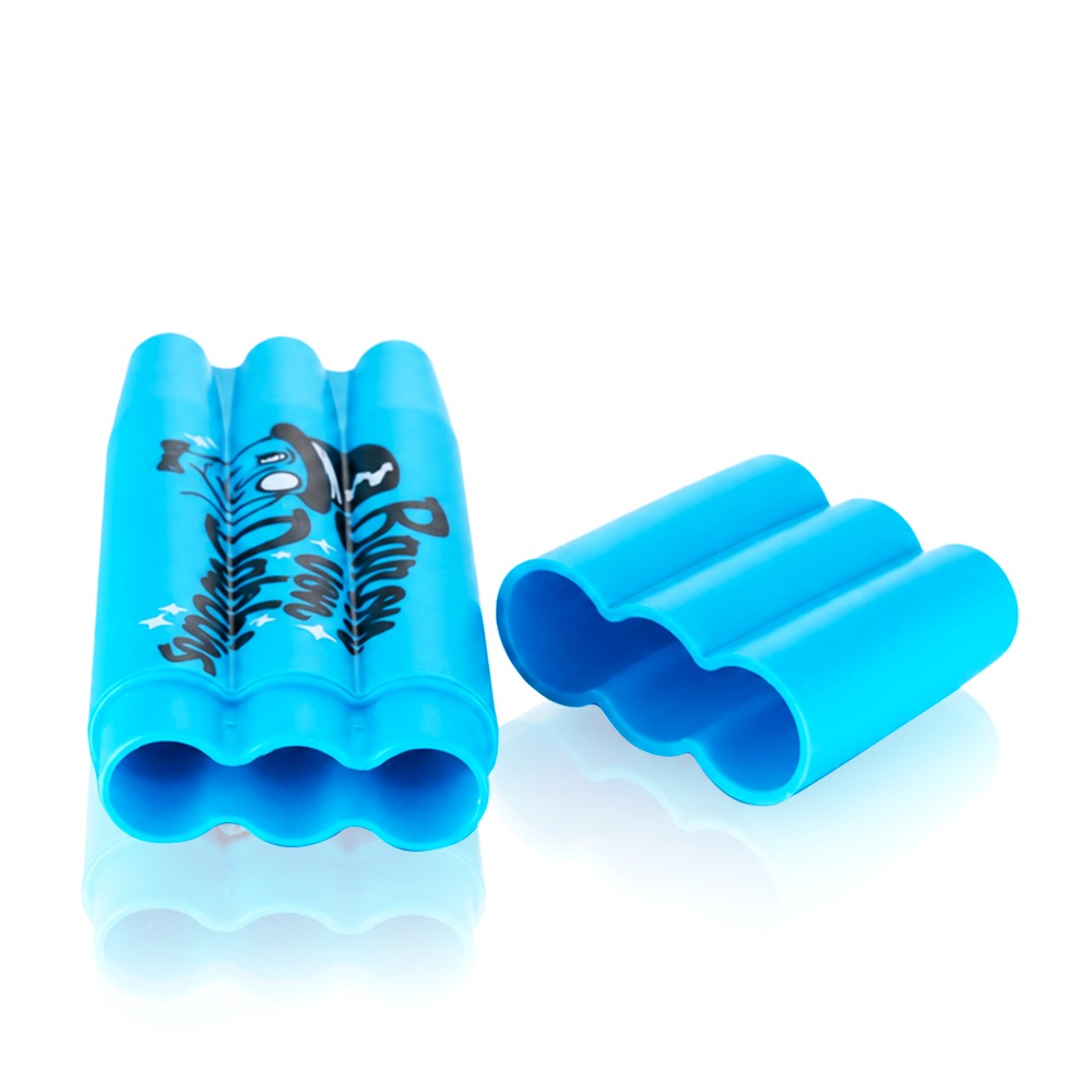Blue 3-in-1 Doob Tube open second angle view with Baron von Dabbins logo - Bong Warehouse