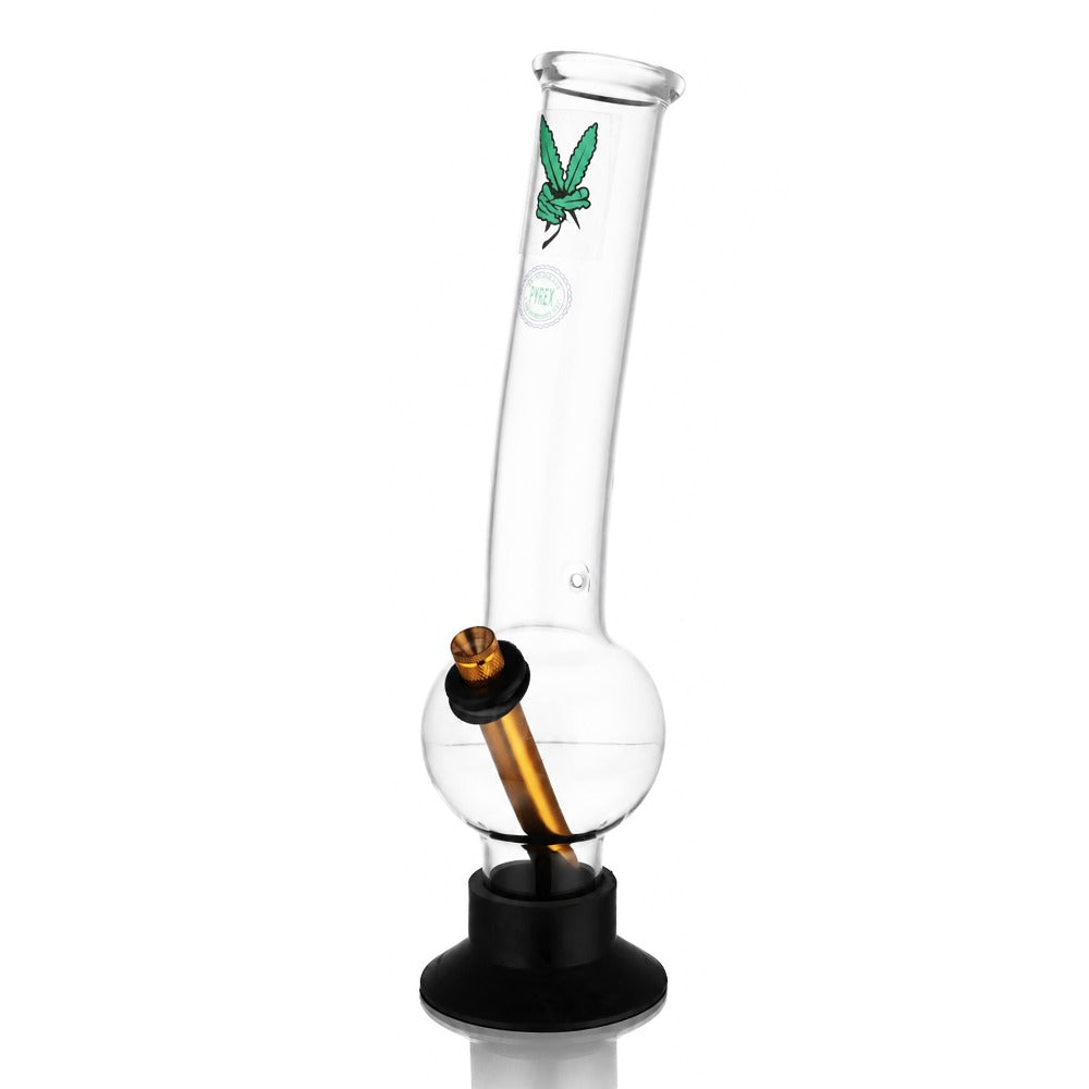 BW Clear Bubble Glass Bong Gold Downstem Leaf Decal Front View 02