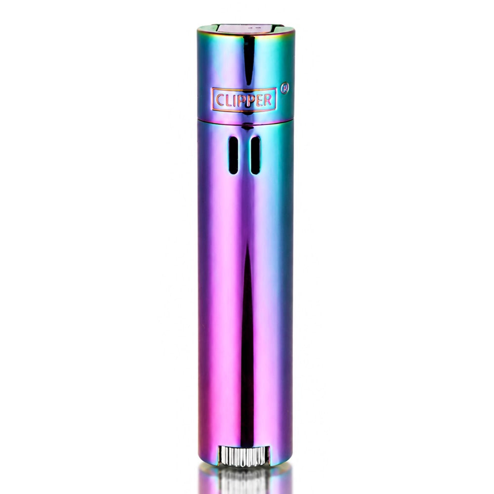 Clipper Large Metal Refillable Lighter - Icy Rainbow - Front View - Bong Warehouse