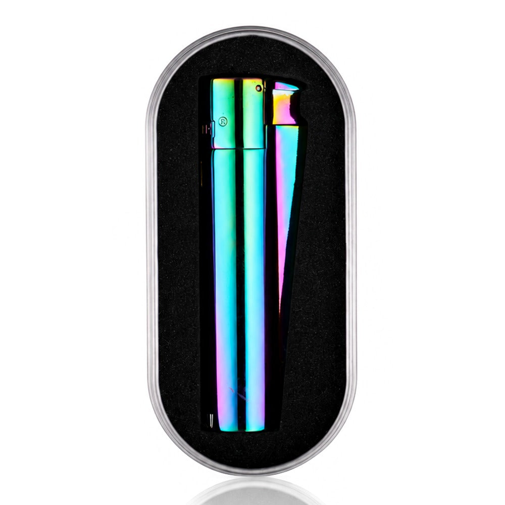 Clipper Large Metal Refillable Lighter - Icy Rainbow - With Case - Bong Warehouse