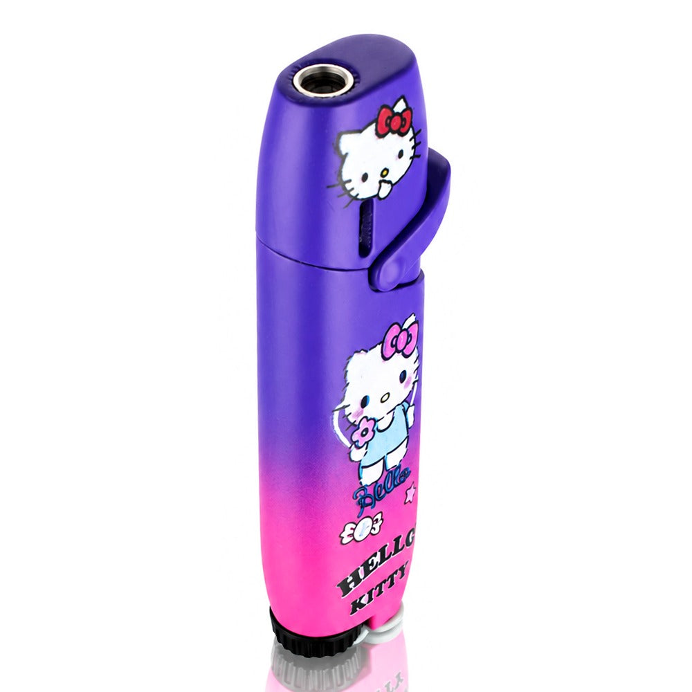 Hello Kitty Jet Lighter - Purple/Pink - Angle View - Bong Warehouse