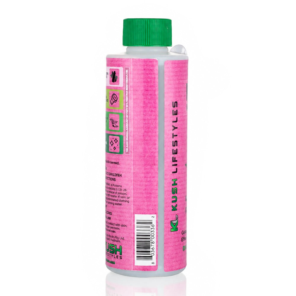 Kush Kleen 325g Pink pipe cleaner back angle view – effortless, environmentally friendly resin remover