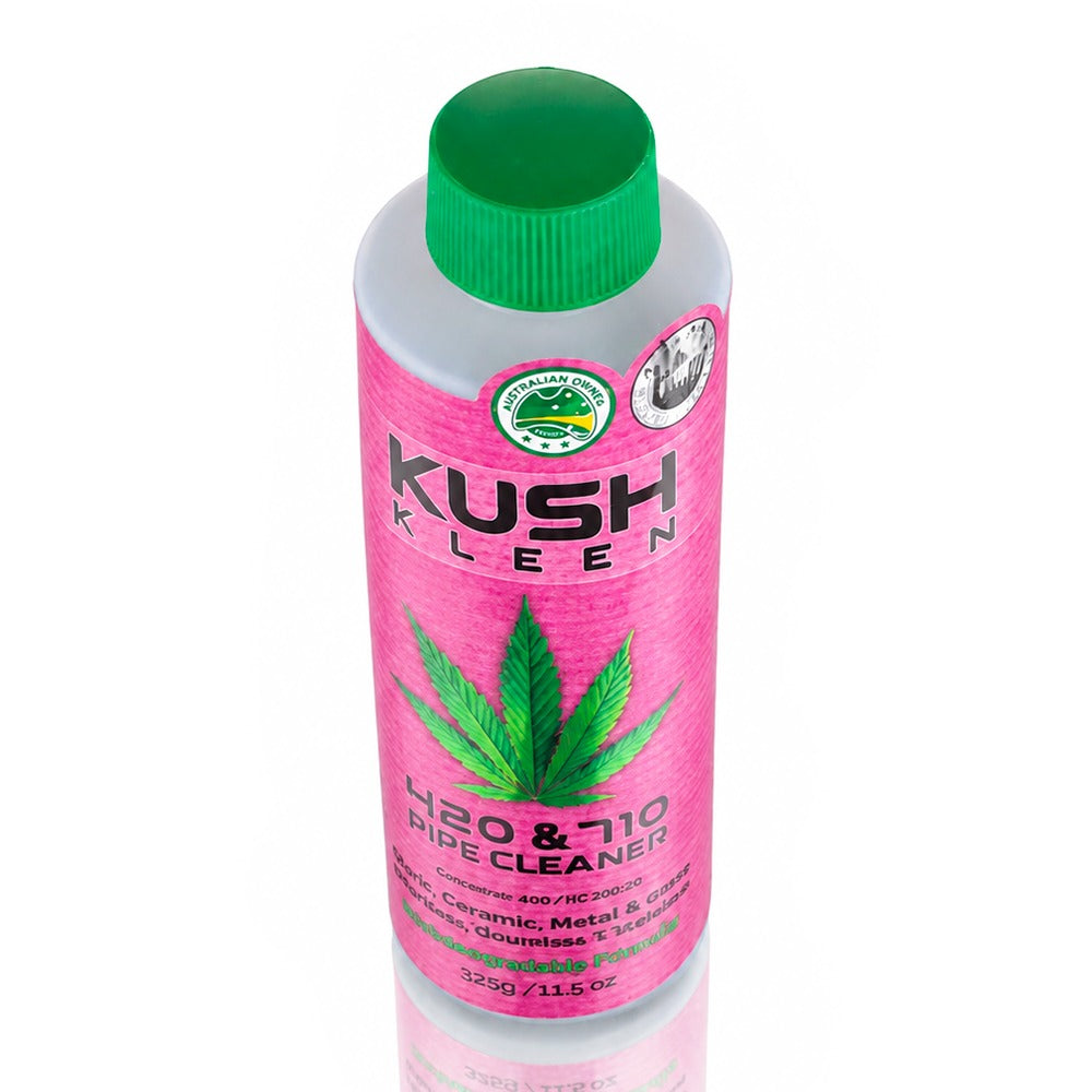 Kush Kleen 325g Pink pipe cleaner angled view – glass, ceramic and metal safe bong cleaner
