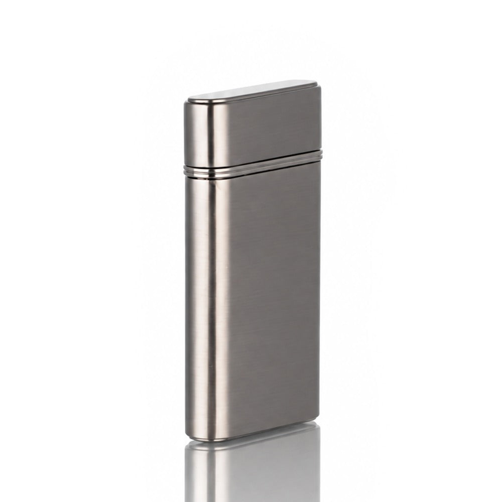 Black LED windproof metal jet torch lighter, front view | Bong Warehouse