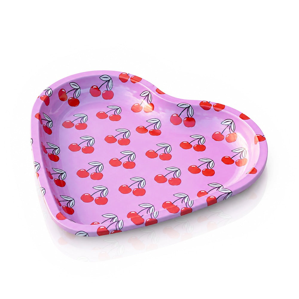 BW Pink Cherry Heart Rolling Tray Angle View 02