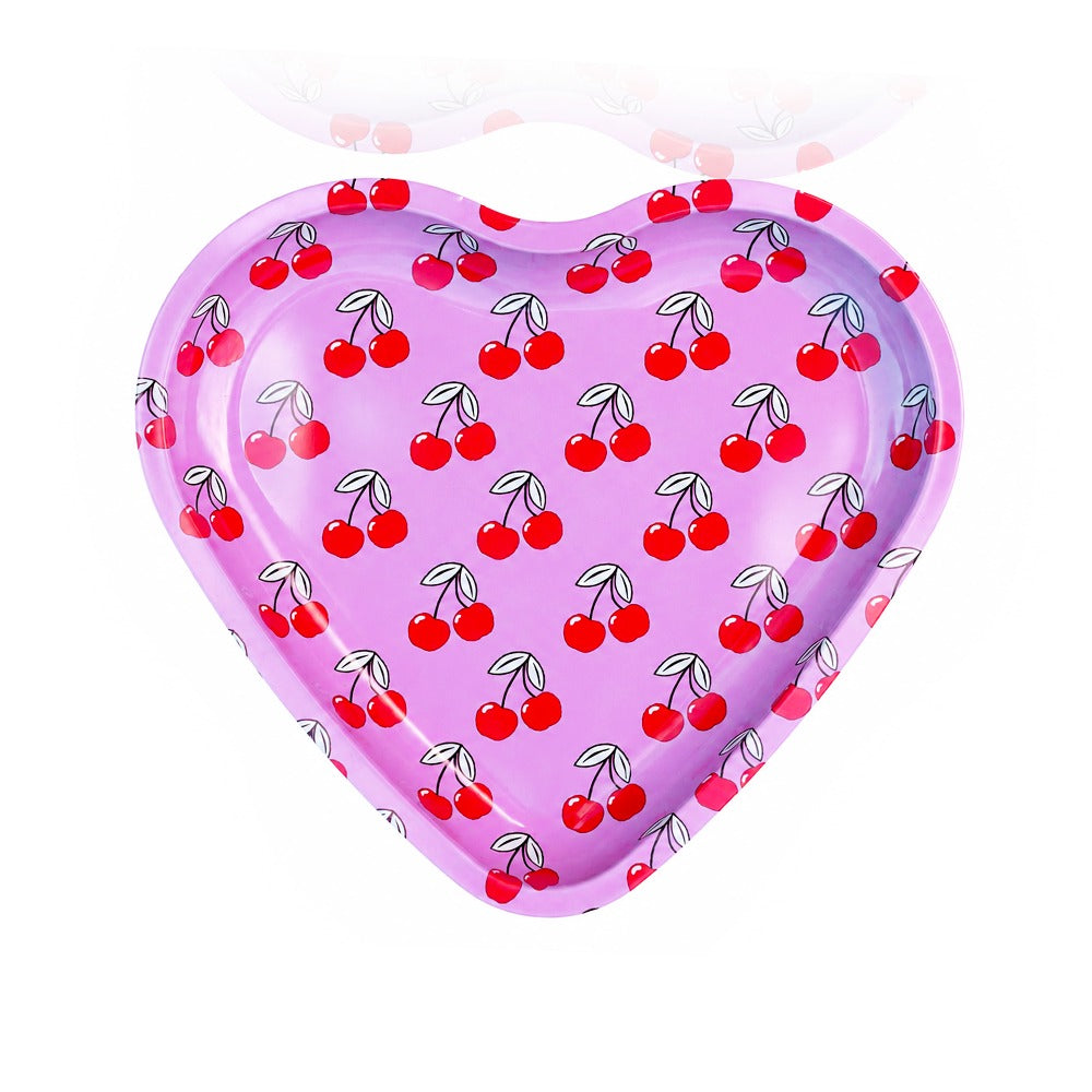 BW Pink Cherry Heart Rolling Tray Angle View