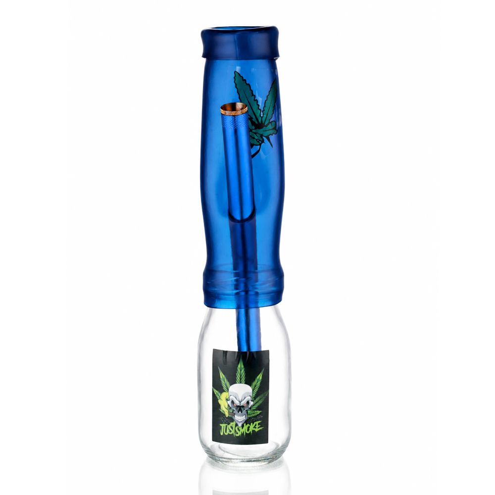 Bong Warehouse 27cm blue Shisha Springer Bong front view with skull design