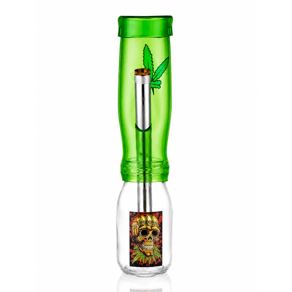 Bong Warehouse 27cm green Shisha Springer Bong front view with skull design
