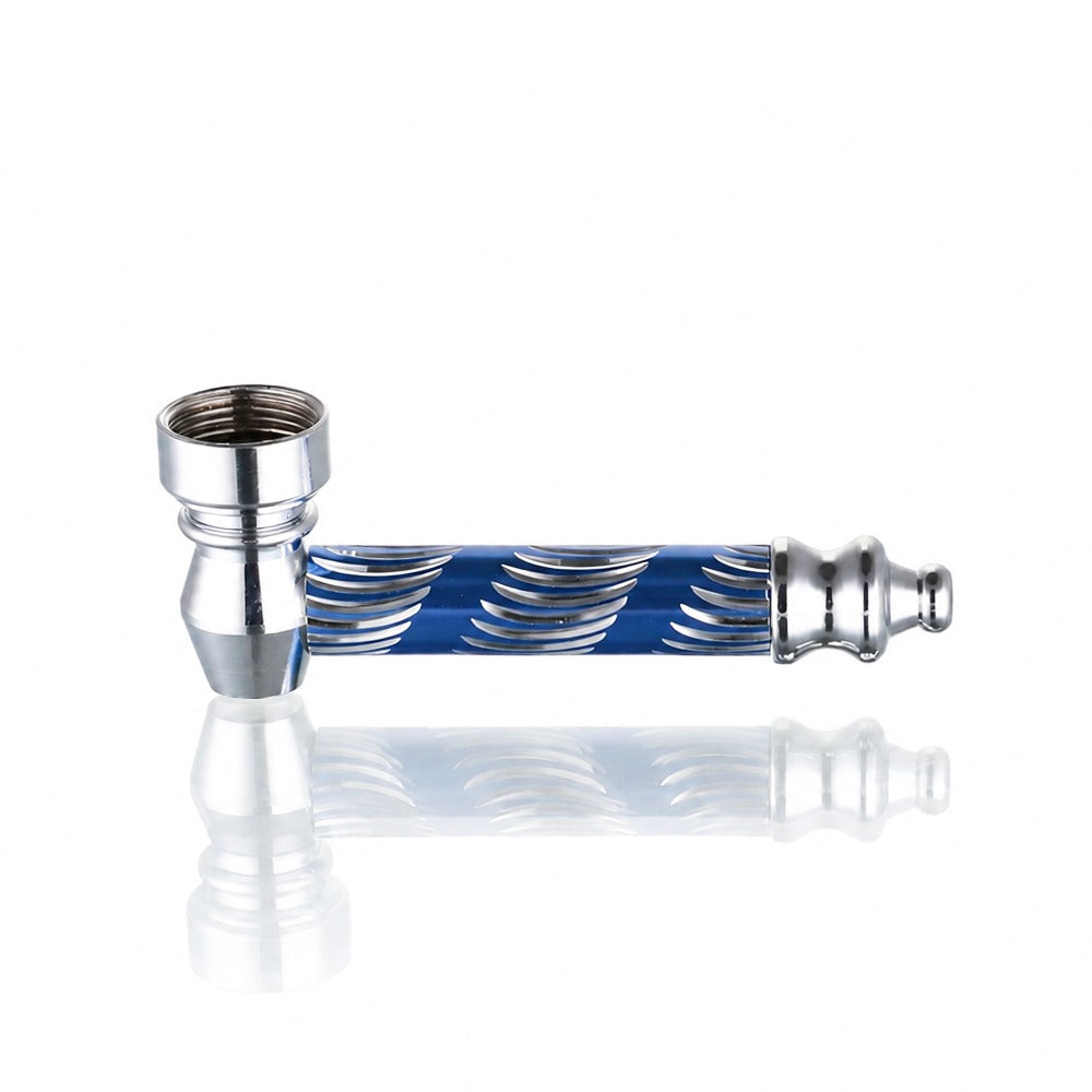 Small Metal Dry Pipe / Chillum 5cm - Blue - Side View - One Hitter Bat Pipe - Bong Warehouse