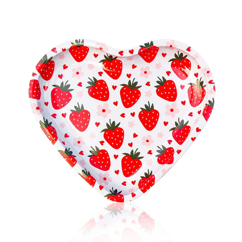 BW Strawberry Heart Rolling Tray Front View