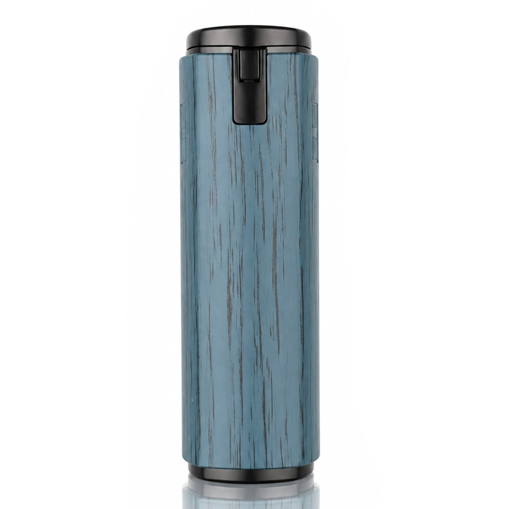 Blue wood-grain quad jet windproof torch lighter, front view | Bong Warehouse