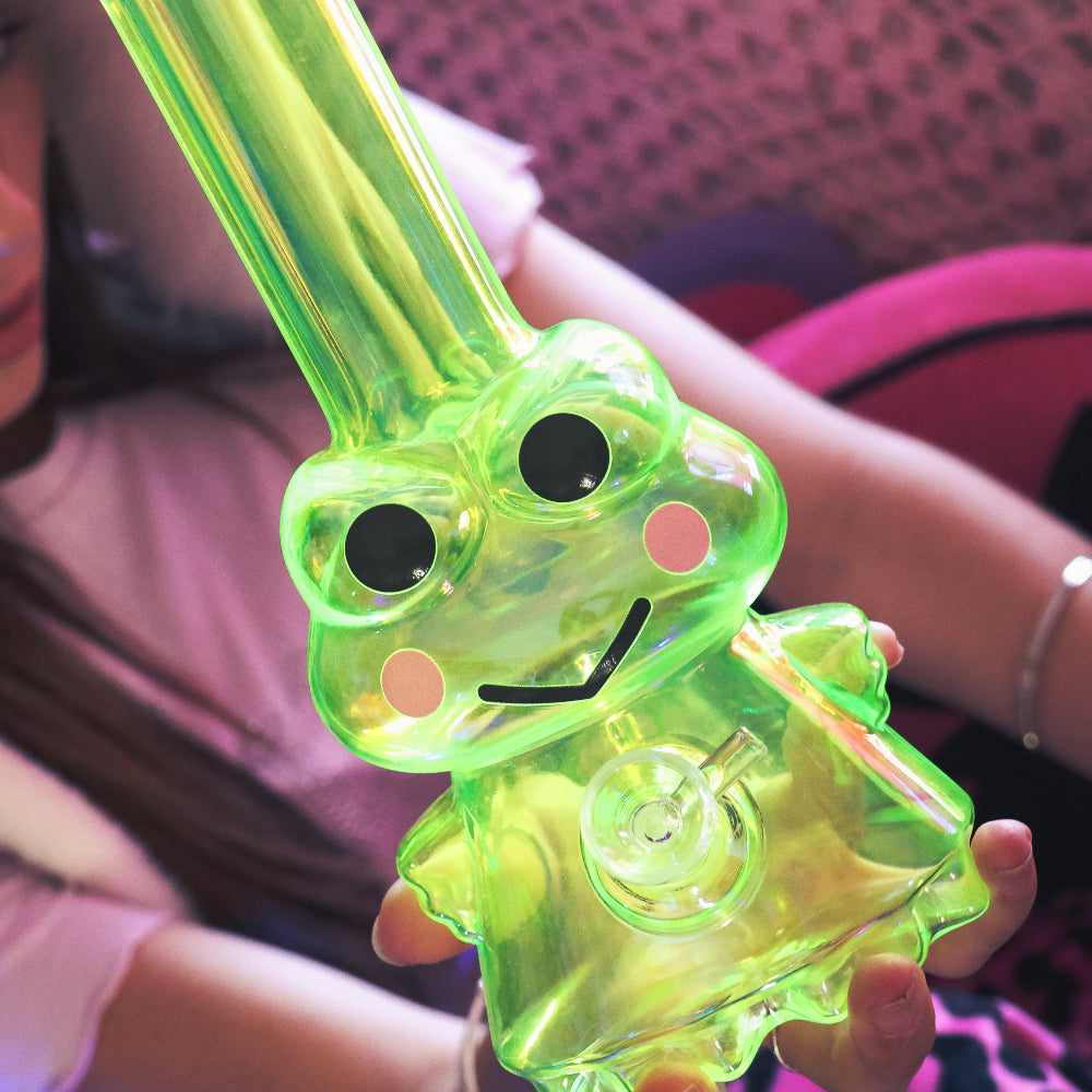 Bong Warehouse - 3D Keroppi Cute Glass Bong 23cm- Green glass frog bong
