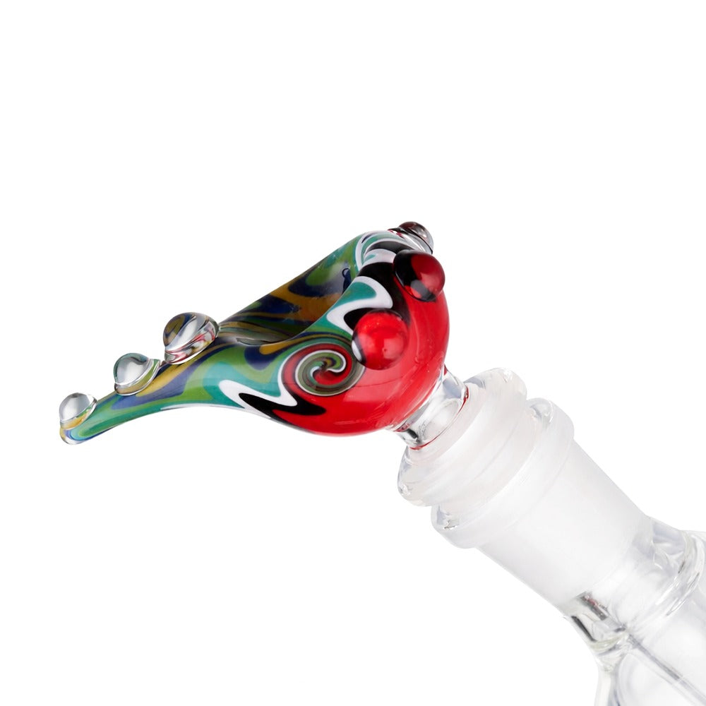 Side view of BW Arc Glass Cone Piece 14mm Male Bowl on white background, showing sleek curved arc shape design