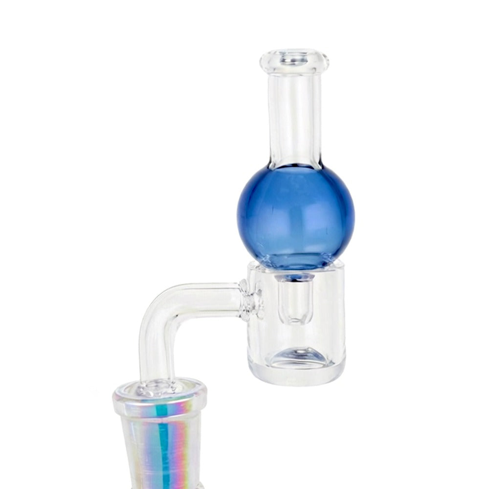 Side view of BW Cosmic Pulse Glass Cone Piece 14mm Male Bowl on white background, showcasing sleek pulse-inspired glass shape