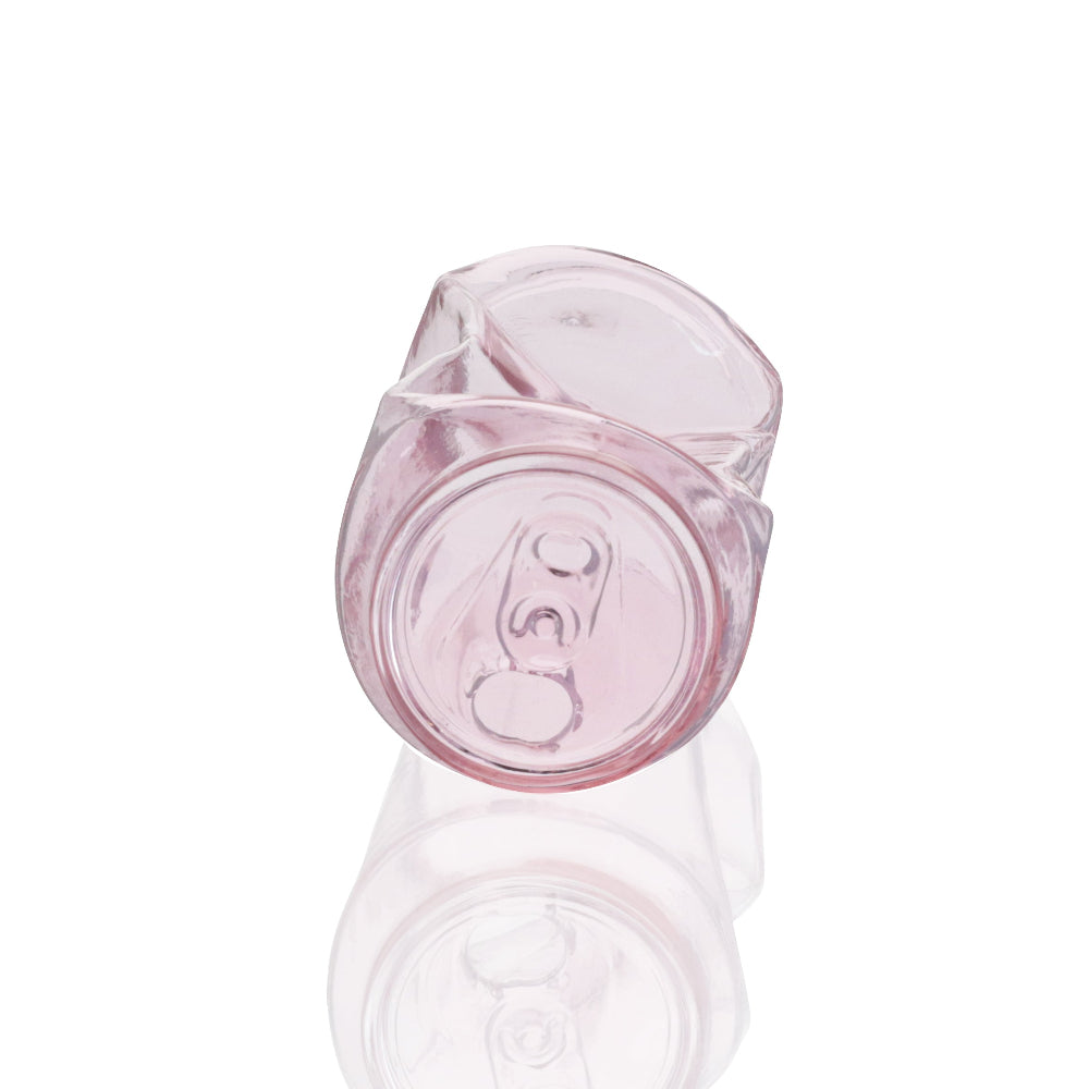 BW - 3 Piece Smoking Bundle 2 - Pink - Cute Glass Soda Can Bong top view on a white background