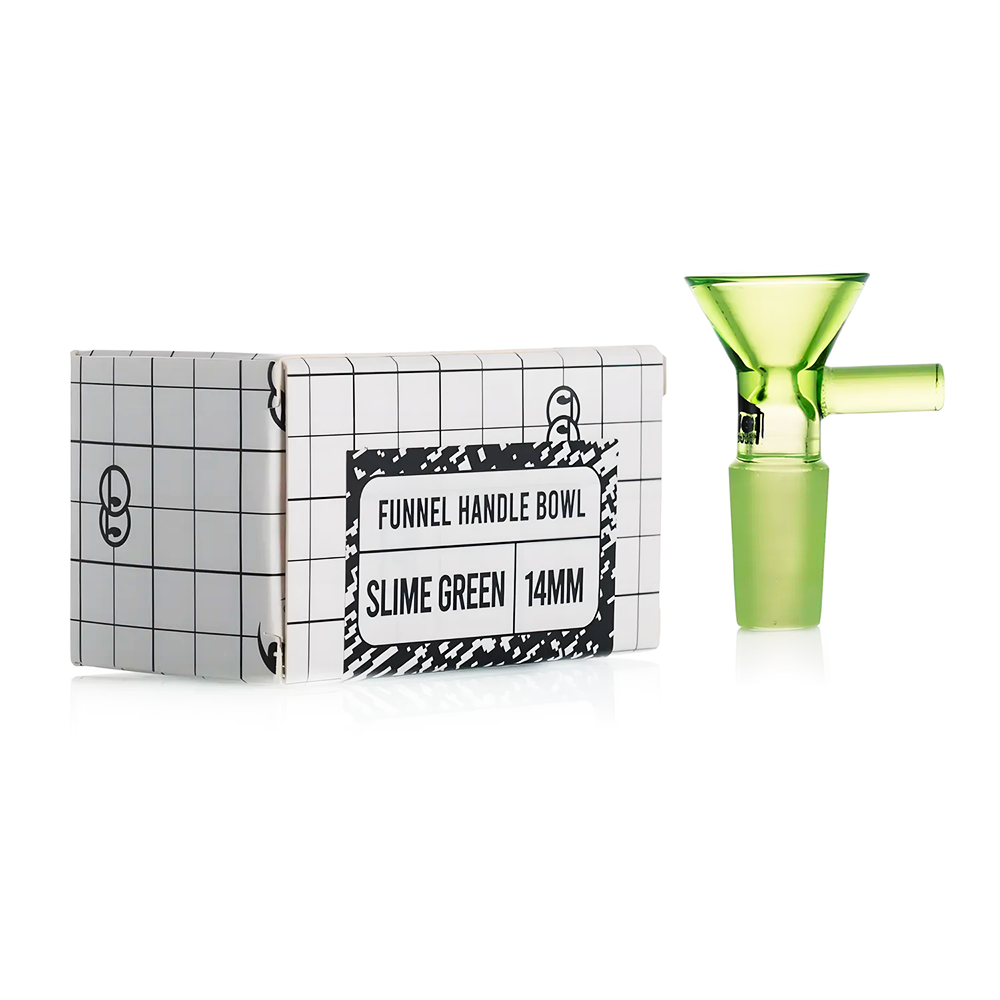 Bong Warehouse - Funnel Handle (Bowl) 14mm Male - Slime Green packaging
