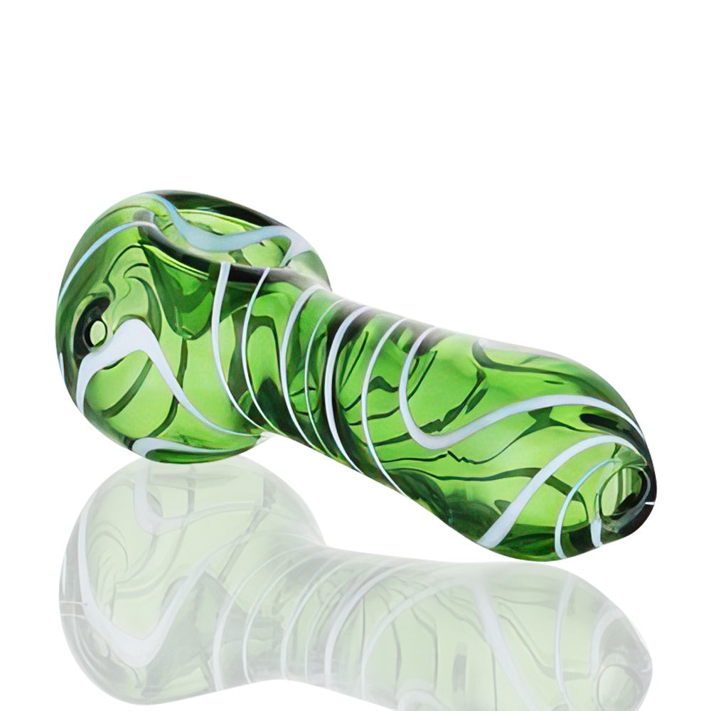 BW - Glass Hand Pipe 4″ - Green back view