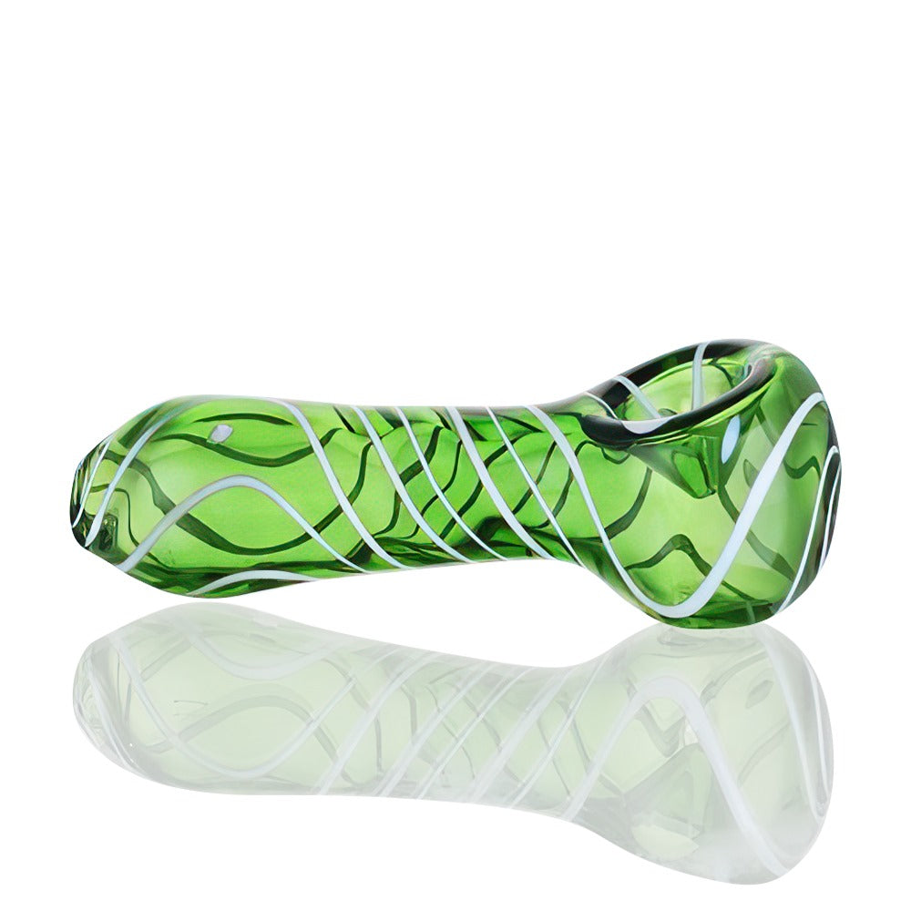 BW - Glass Hand Pipe 4″ - Green right side