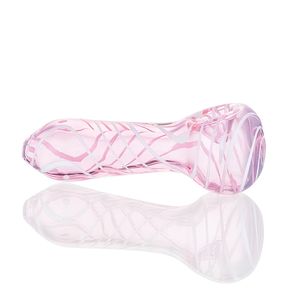 Bong Warehouse Pink and white marbled handheld smoking pipe on a white background