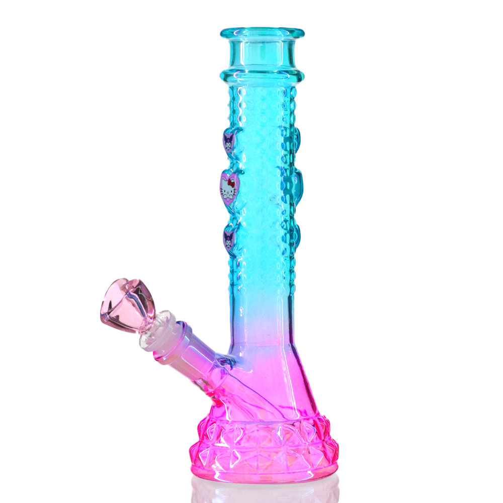 Bong Warehouse Sunset Hello Kitty Glass Beaker Bong 18cm - Side View