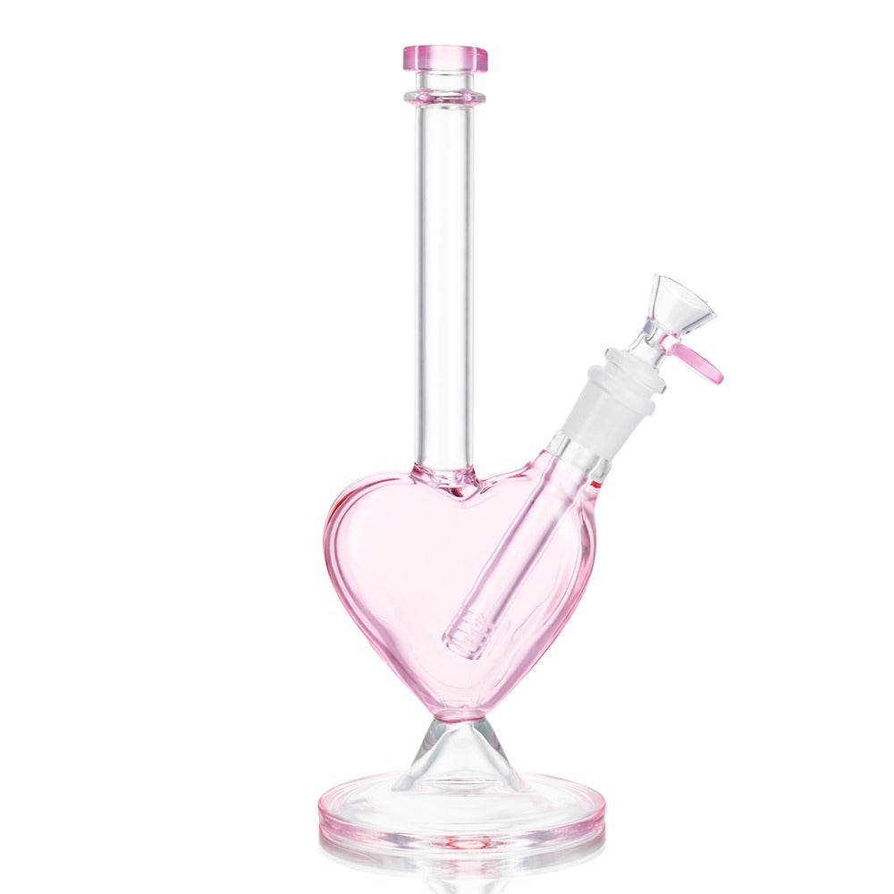 Bong Warehouse - Love heart 23cm Glass Bong - Pink front