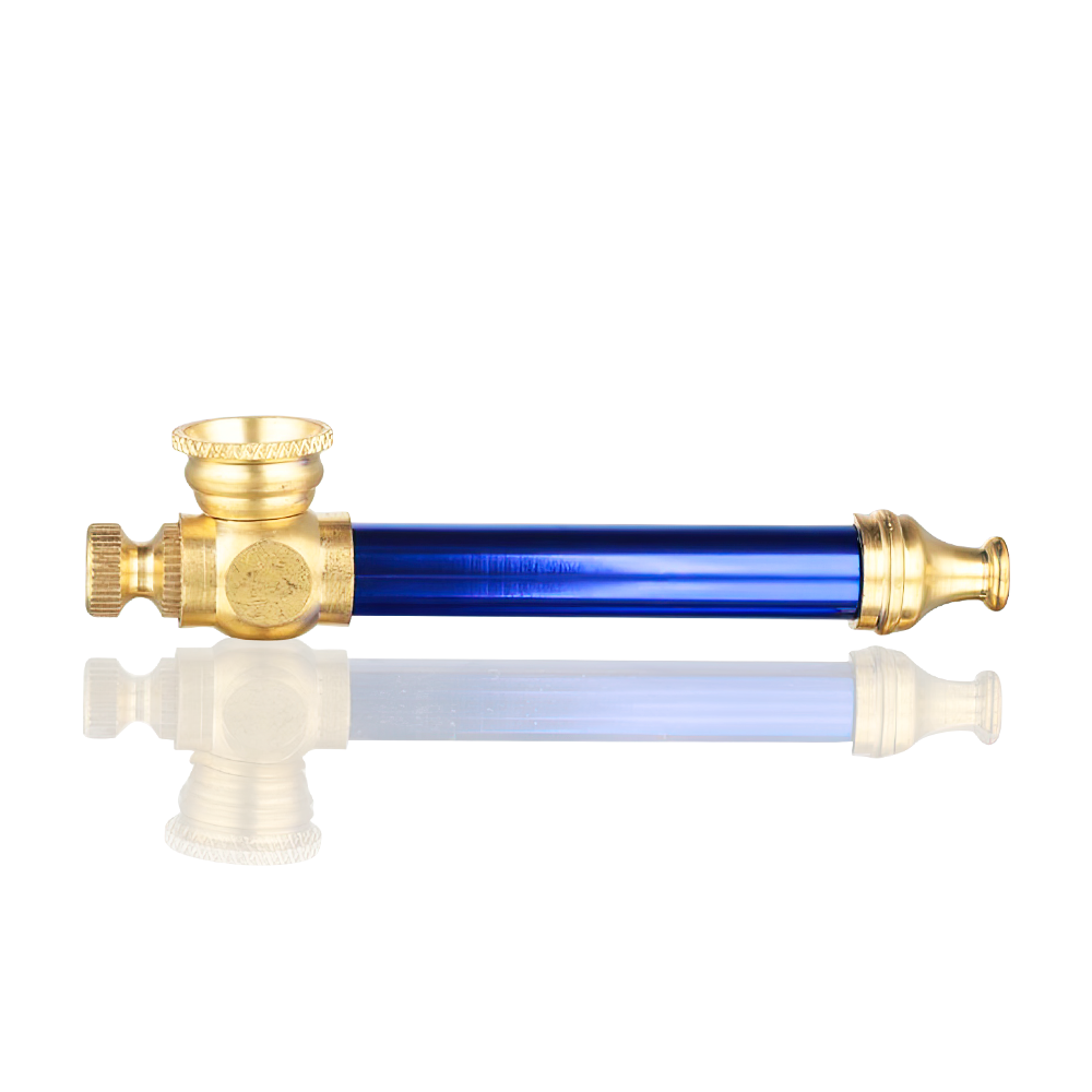 BW - Metal Peace Pipe 8.5cm Medium - Cobalt Blue on a white background
