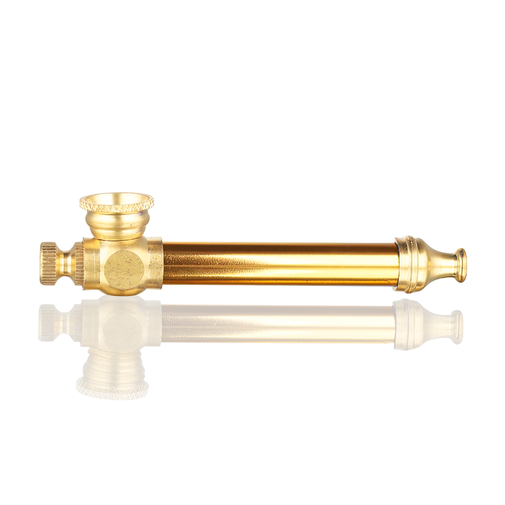 BW - Metal Peace Pipe 8.5cm Medium - Gold on a white background