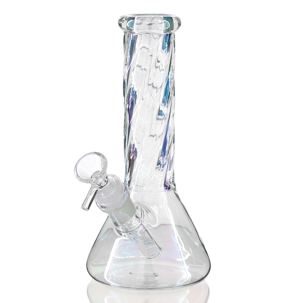 Bong Warehouse - Mini Beaker Glass Bong 21cm Twisted Fantasy - Pearl front