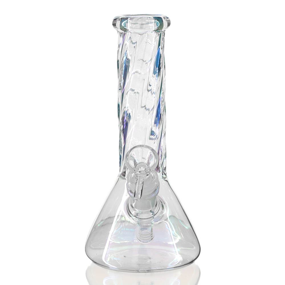 Bong Warehouse - Mini Beaker Glass Bong 21cm Twisted Fantasy - Pearl front view