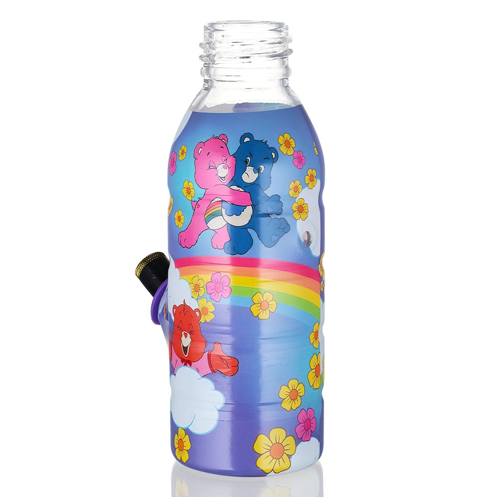 Bong Warehouse Mini Care Bears & Rainbow Bottle Bong 17.5cm - Purple - back downstem view