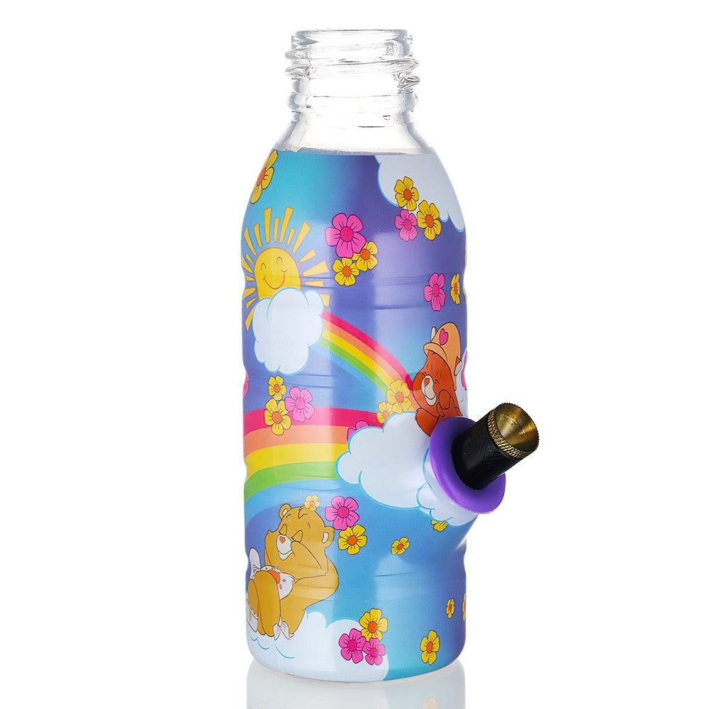 Bong Warehouse Mini Care Bears & Rainbow Bottle Bong 17.5cm - Purple - front downstem view