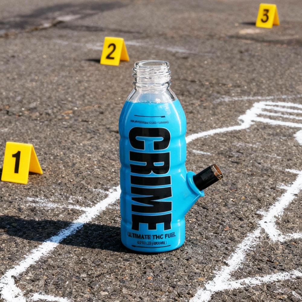 Bong Warehouse crime scene Mini Bottle 17.5cm Glass Bong - Crime Blue