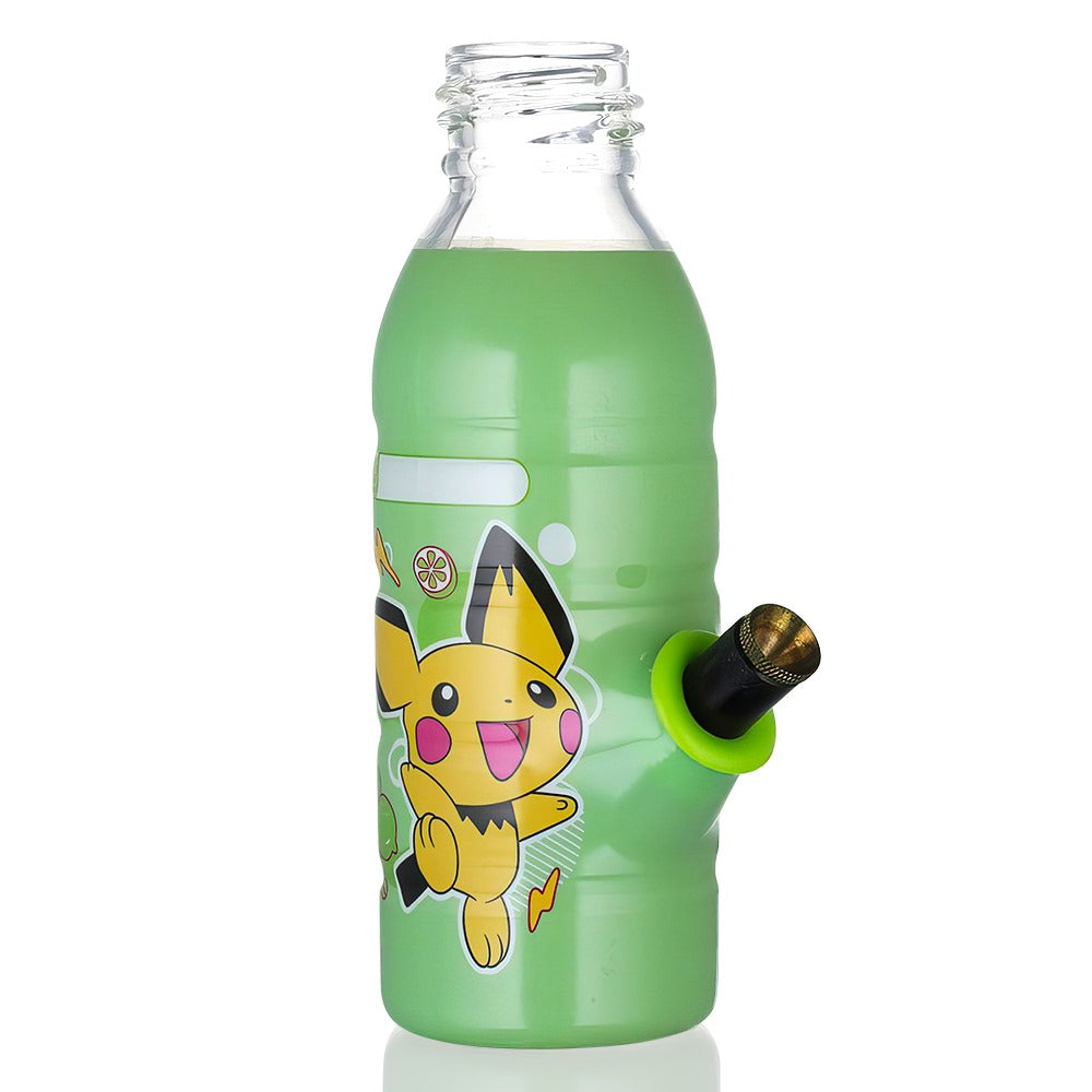 Bong Warehouse Mini Pikachu Bottle Bong 17.5cm in Green - Cone Piece & Downstem View