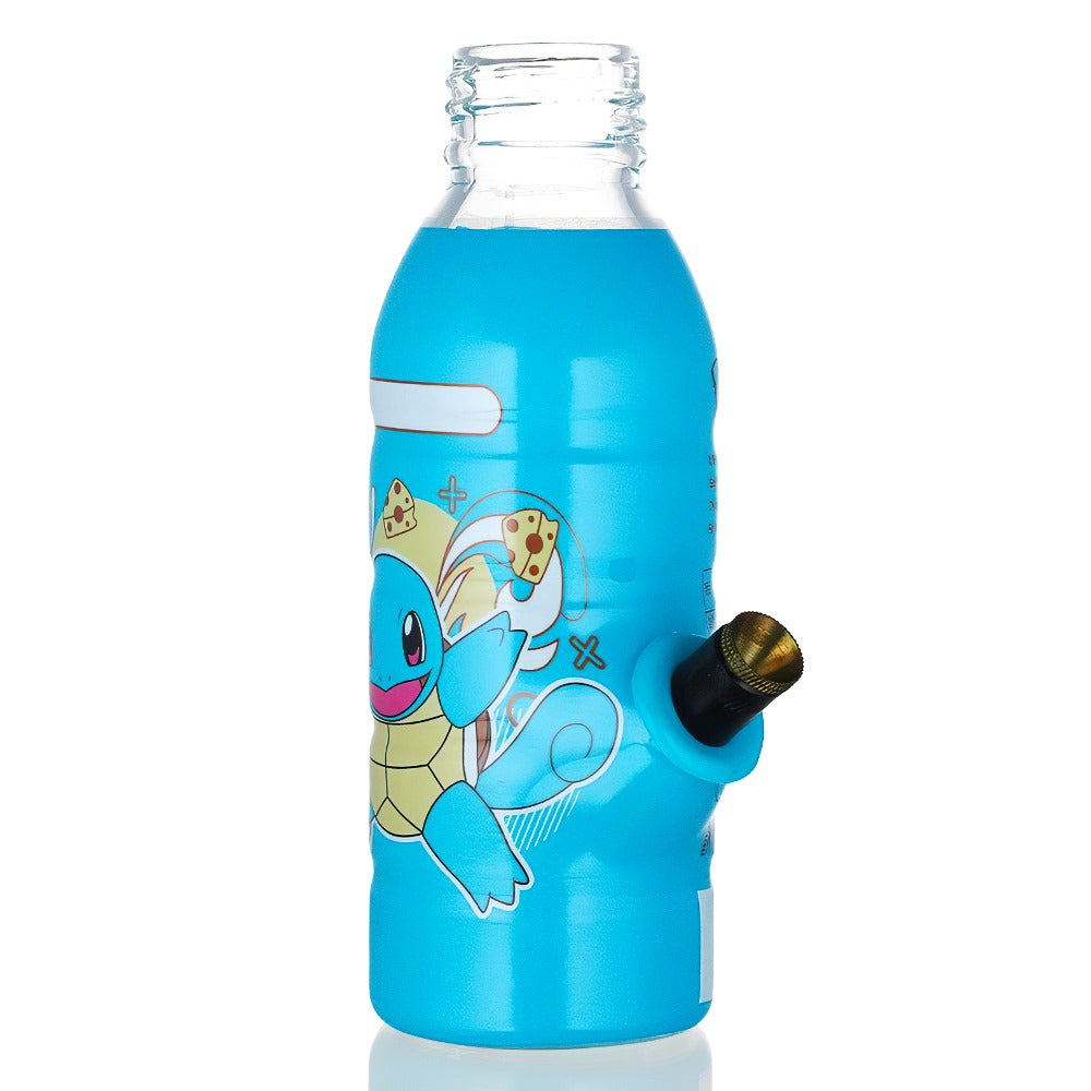 Bong Warehouse Mini Squirtle Bottle Glass Bong 17.5cm in Blue - with View of Downstem