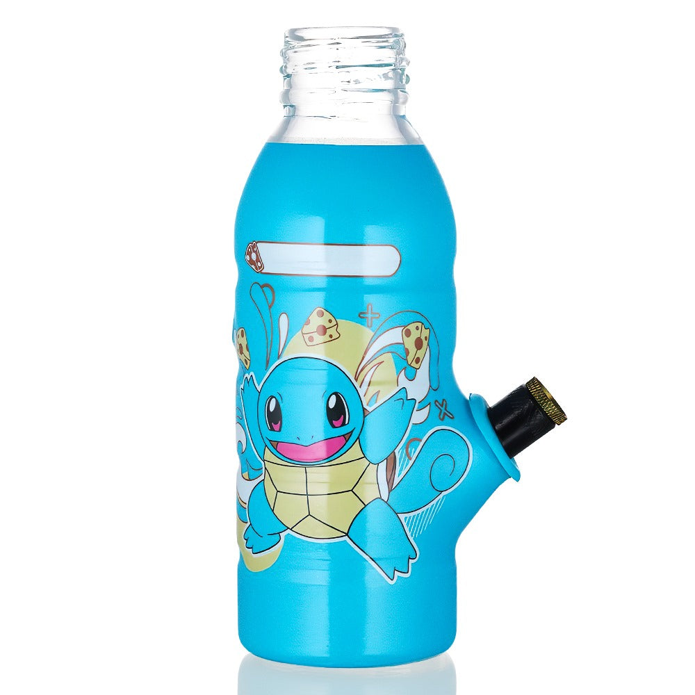 Bong Warehouse Mini Squirtle Bottle Glass Bong 17.5cm in Blue - Front View