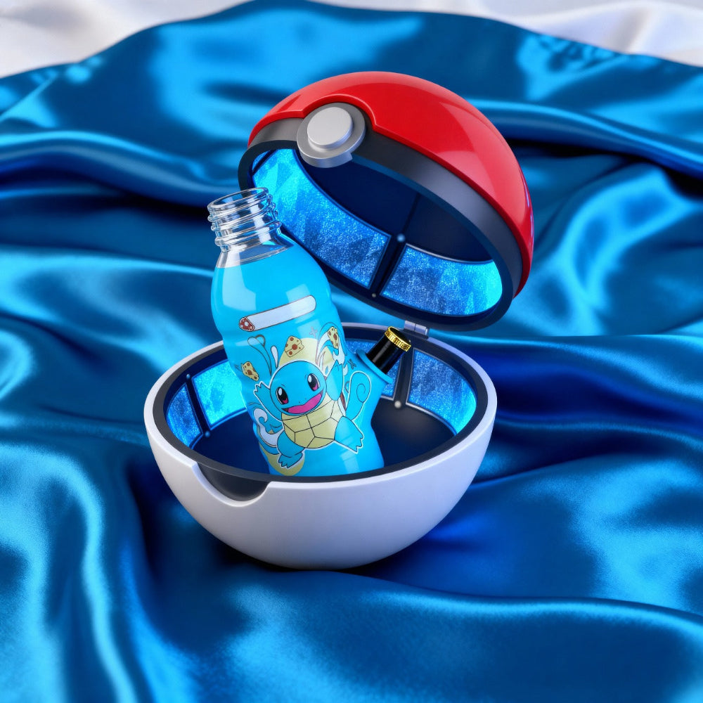 BW - Mini Squirtle Bottle Glass Bong 17.5cm - Blue pokeball