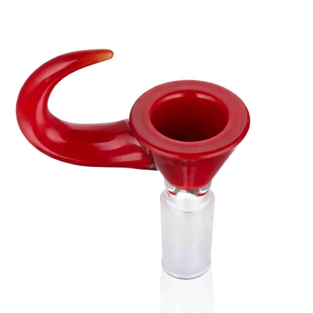 Front view of BW Nova Peak Glass Cone Piece 14mm Male Bowl in Red on white background, smooth durable glass design
