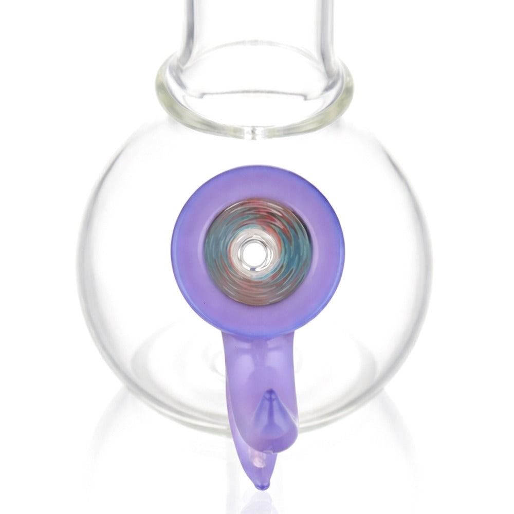 Top view of BW Quantum Glass Cone Piece 14mm Male Bowl in Purple on white background, highlighting bowl opening detail
