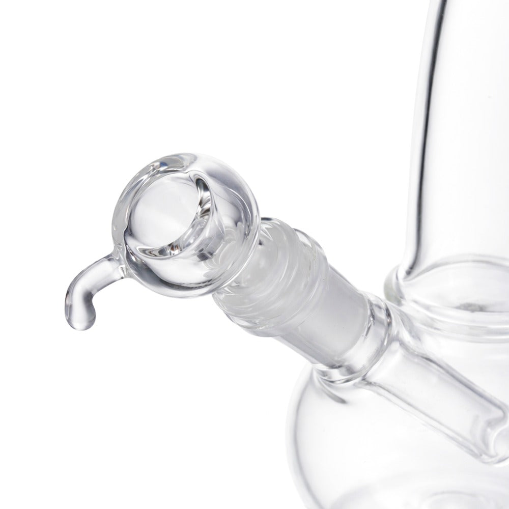 Side view of BW Quartz Glass Cone Piece 14mm Male Bowl on white background, showcasing sleek crystal-like glass shape