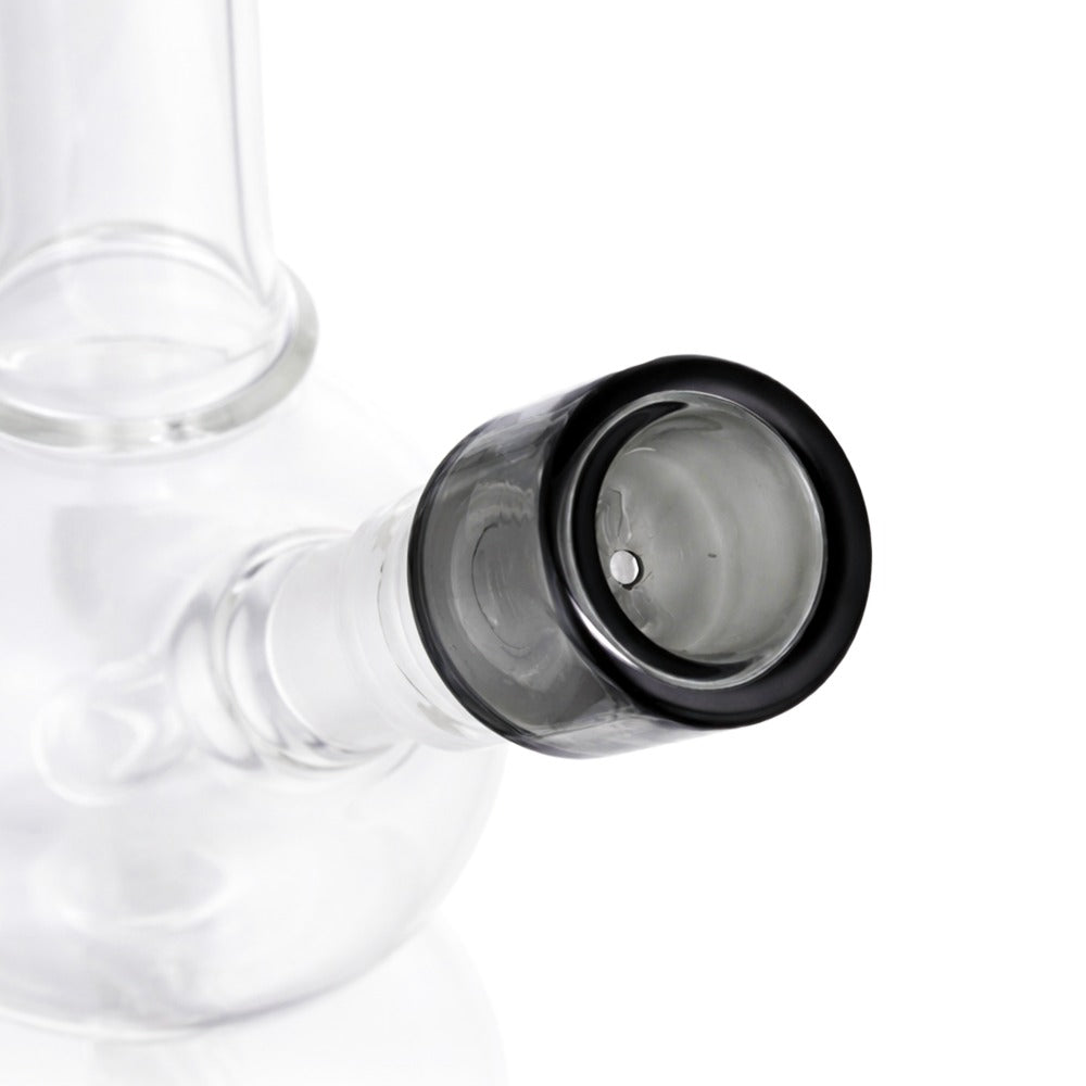 Top view of BW The Cube Glass Cone Piece 14mm Male Bowl in Grey on white background, highlighting bowl opening detail